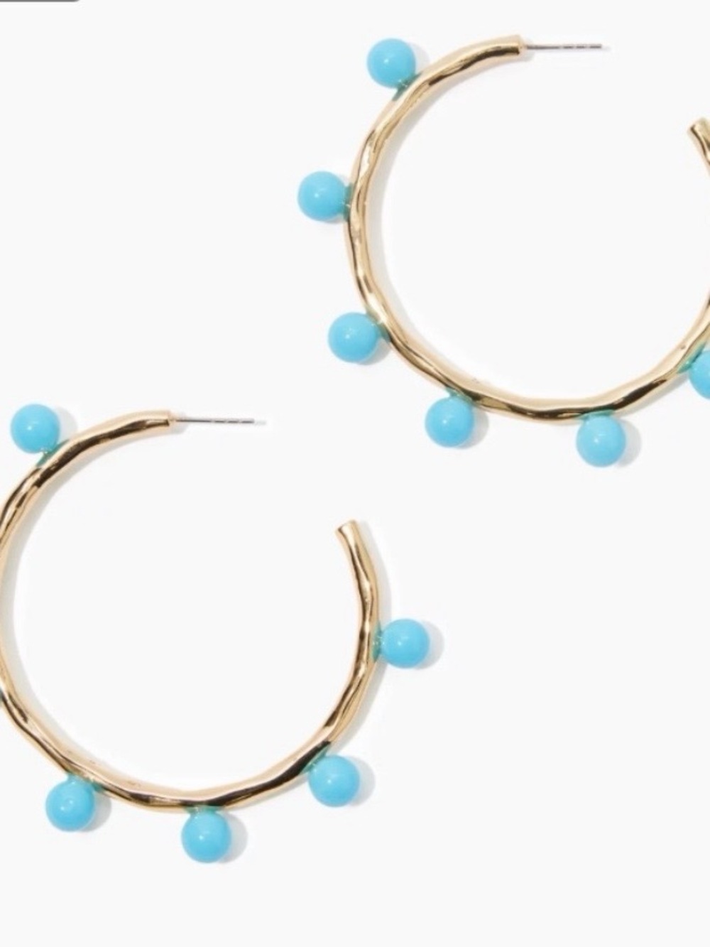 Lilly Pulitzer Gold Hoop Wave and Sea Earrings in Las Olas Aqua